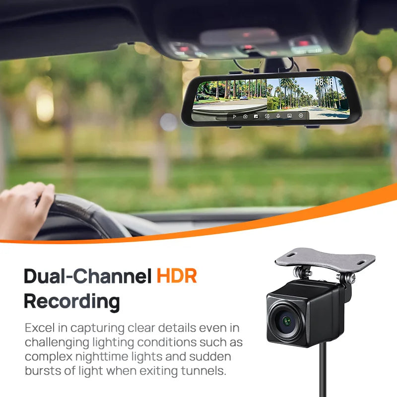 Rearview Dash Cam S500 9.35'' Touch Screen  S500 Car DVR 3K Super Capacitor Dual-Channel HDR Voice Control 24H Park