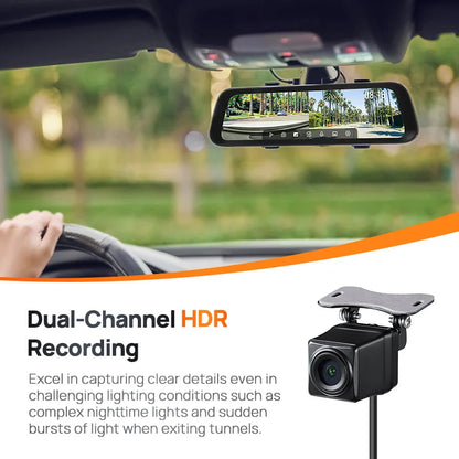 Rearview Dash Cam S500 9.35'' Touch Screen  S500 Car DVR 3K Super Capacitor Dual-Channel HDR Voice Control 24H Park