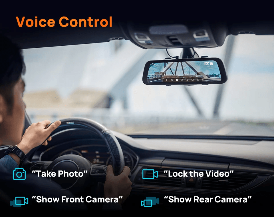 Rearview Dash Cam S500 9.35'' Touch Screen  S500 Car DVR 3K Super Capacitor Dual-Channel HDR Voice Control 24H Park