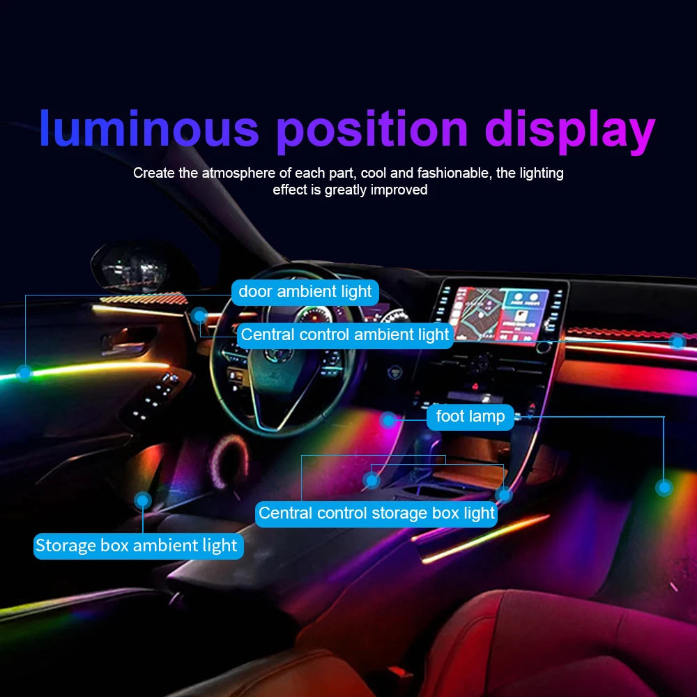 18-in-1 or 22-in-1 Car LED Ambient Light Strip with App Control