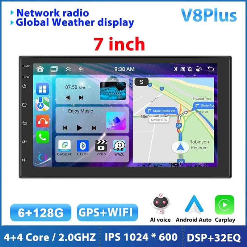 Android 12 Car Radio Autoradio 128G 2 Din 7"/9"/10" Universal WIFI GPS Car Audio Multimedia Player for Nissan Toyota Kia