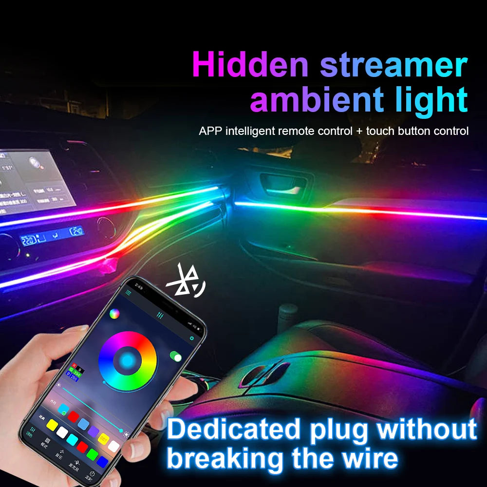 18-in-1 or 22-in-1 Car LED Ambient Light Strip with App Control