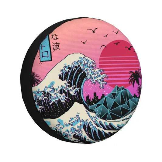 AutoSpree™ Vintage Katsushika Hokusai Wave Spare Tire Cover for SUV 4WD 4X4 RV