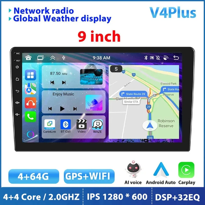 Android 12 Car Radio Autoradio 128G 2 Din 7"/9"/10" Universal WIFI GPS Car Audio Multimedia Player for Nissan Toyota Kia