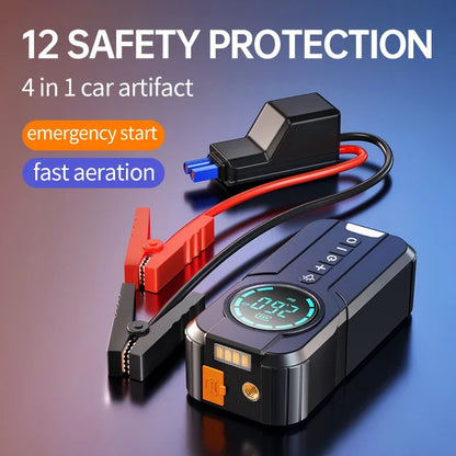 AutoSpree™  4-in-1 Portable Car Jump Starter, Air Pump, Power Bank and Light