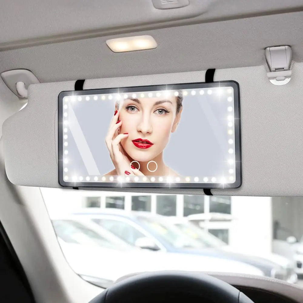 USB Rechargeable Car Vanity Mirror with LED Lights