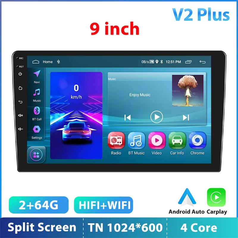 Android 12 Car Radio Autoradio 128G 2 Din 7"/9"/10" Universal WIFI GPS Car Audio Multimedia Player for Nissan Toyota Kia