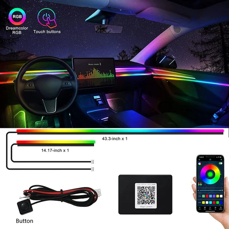 18-in-1 or 22-in-1 Car LED Ambient Light Strip with App Control