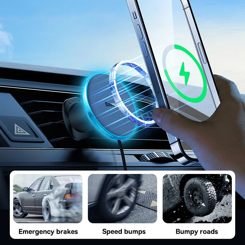 Baseus Magnetic Wireless Charger Car Phone Holder - Fast Charging