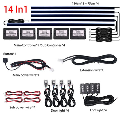 18-in-1 or 22-in-1 Car LED Ambient Light Strip with App Control